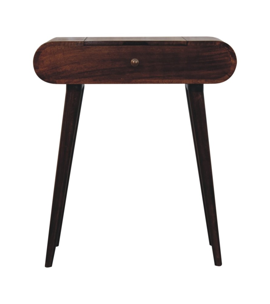 Mini California Walnut Dressing Table with Foldable Mirror