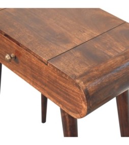 Mini California Walnut Dressing Table with Foldable Mirror