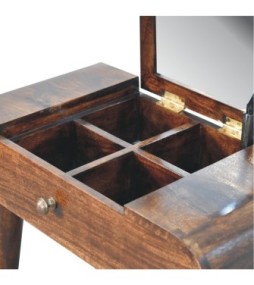 Mini California Walnut Dressing Table with Foldable Mirror