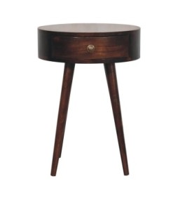 Table de chevet circulaire finition noyer de Californie nordique