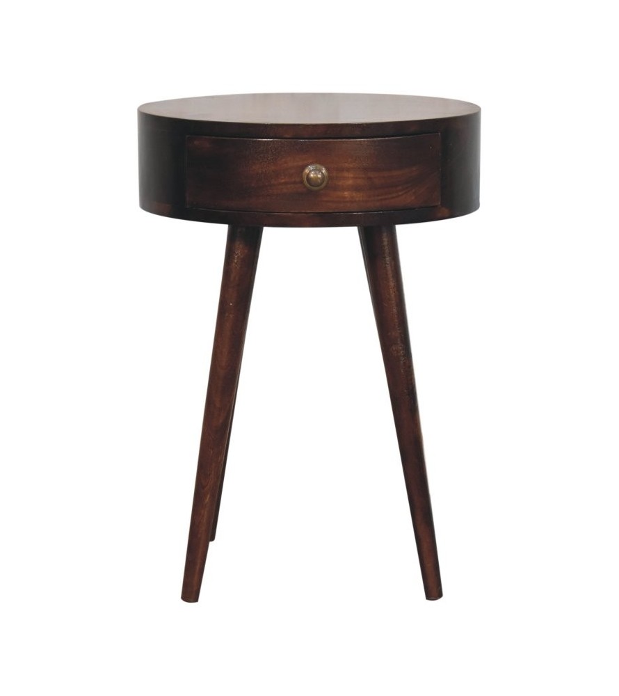 Table de chevet circulaire finition noyer de Californie nordique