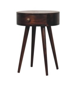 Table de chevet circulaire finition noyer de Californie nordique