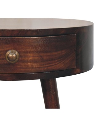Table de chevet circulaire finition noyer de Californie nordique