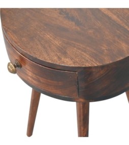 Table de chevet circulaire finition noyer de Californie nordique