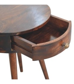 Table de chevet circulaire finition noyer de Californie nordique