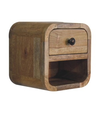 Table de chevet extra mini incurvée aspect chêne avec fente ouverte