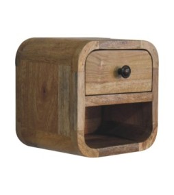 Table de chevet extra mini incurvée aspect chêne avec fente ouverte