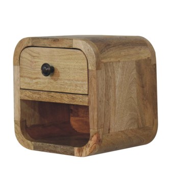 Table de chevet extra mini incurvée aspect chêne avec fente ouverte