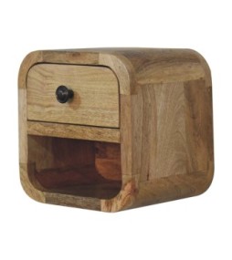 Table de chevet extra mini incurvée aspect chêne avec fente ouverte