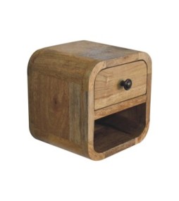 Table de chevet extra mini incurvée aspect chêne avec fente ouverte