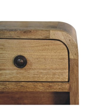 Table de chevet extra mini incurvée aspect chêne avec fente ouverte