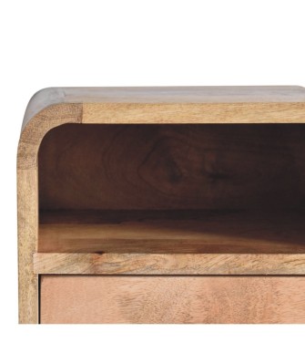 Table de chevet murale extra mini incurvée aspect chêne avec fente ouverte