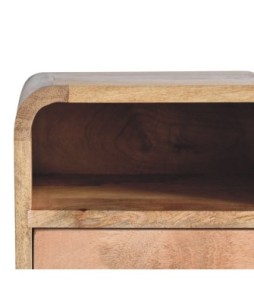 Table de chevet murale extra mini incurvée aspect chêne avec fente ouverte