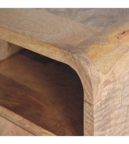 Table de chevet murale extra mini incurvée aspect chêne avec fente ouverte