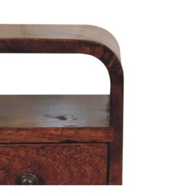 Table de chevet Extra Mini Curve à fente ouverte - finition châtaigne