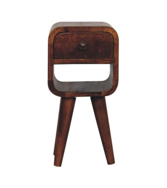 Table de chevet basse Extra Mini Curve - finition châtaigne