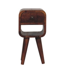 Table de chevet basse Extra Mini Curve - finition châtaigne