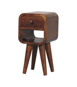 Table de chevet basse Extra Mini Curve - finition châtaigne