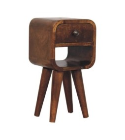 Table de chevet basse Extra Mini Curve - finition châtaigne