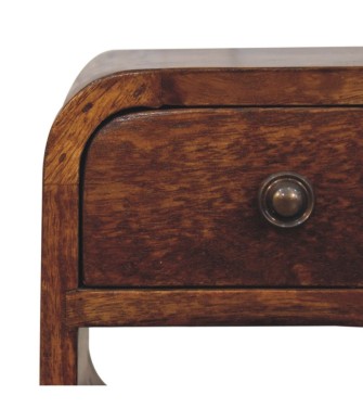 Table de chevet basse Extra Mini Curve - finition châtaigne