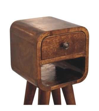 Table de chevet basse Extra Mini Curve - finition châtaigne