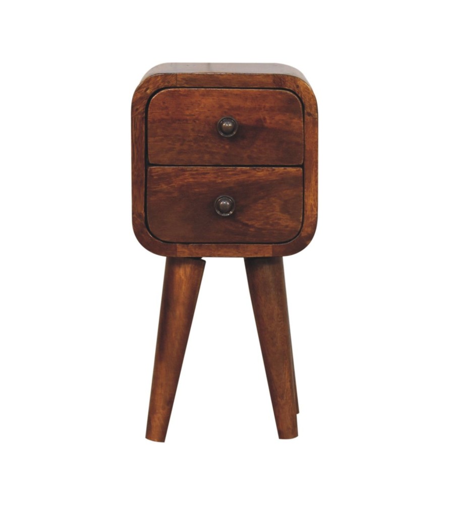 Table de chevet extra mini incurvée finition châtaigne