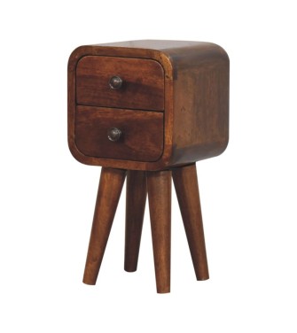 Table de chevet extra mini incurvée finition châtaigne