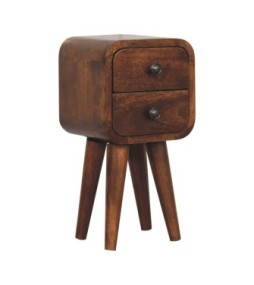 Table de chevet extra mini incurvée finition châtaigne