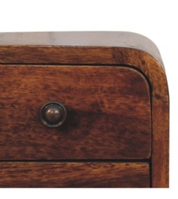 Table de chevet extra mini incurvée finition châtaigne