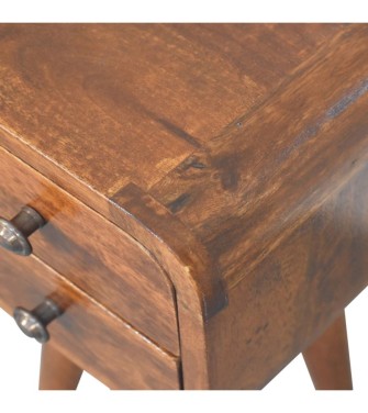 Table de chevet extra mini incurvée finition châtaigne
