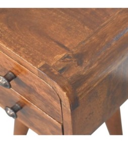 Table de chevet extra mini incurvée finition châtaigne
