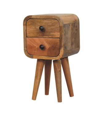 Table de chevet extra mini incurvée aspect chêne