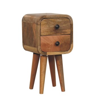 Table de chevet extra mini incurvée aspect chêne