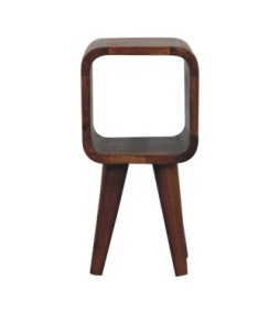 Table de chevet extra mini minimaliste ouverte et incurvée finition châtaigne