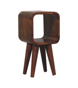 Table de chevet extra mini minimaliste ouverte et incurvée finition châtaigne