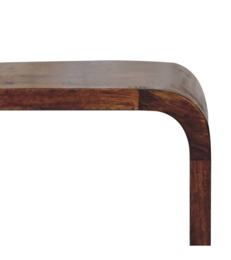 Table de chevet extra mini minimaliste ouverte et incurvée finition châtaigne