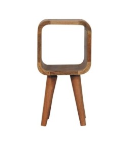Table de chevet extra mini minimaliste ouverte et incurvée aspect chêne