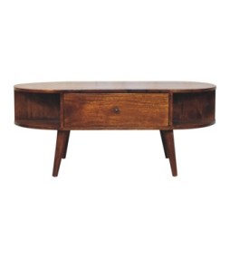 Chestnut Oval Coffee Table with 2 Drawers