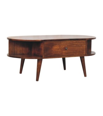 Chestnut Oval Coffee Table with 2 Drawers