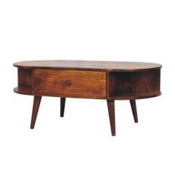 Chestnut Oval Coffee Table with 2 Drawers