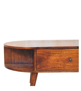 Chestnut Oval Coffee Table with 2 Drawers