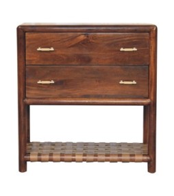 Table de chevet Regency à 2 tiroirs en tissu tissé