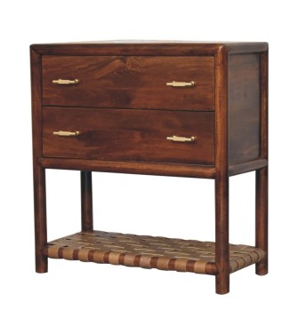 Table de chevet Regency à 2 tiroirs en tissu tissé
