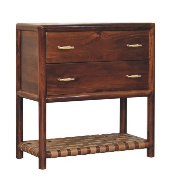 Table de chevet Regency à 2 tiroirs en tissu tissé