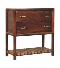 Table de chevet Regency à 2 tiroirs en tissu tissé