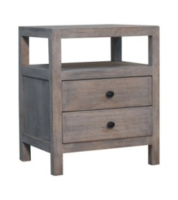 Table de chevet ouverte à 2 tiroirs, délavée à l'acide
