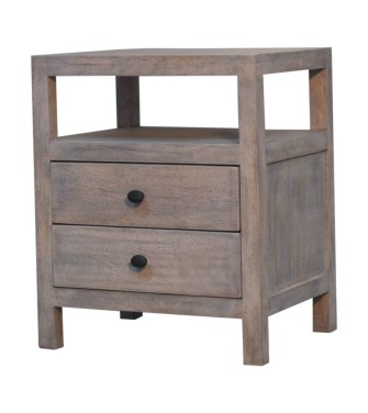 Table de chevet ouverte à 2 tiroirs, finition délavée à l’acide (Copie)