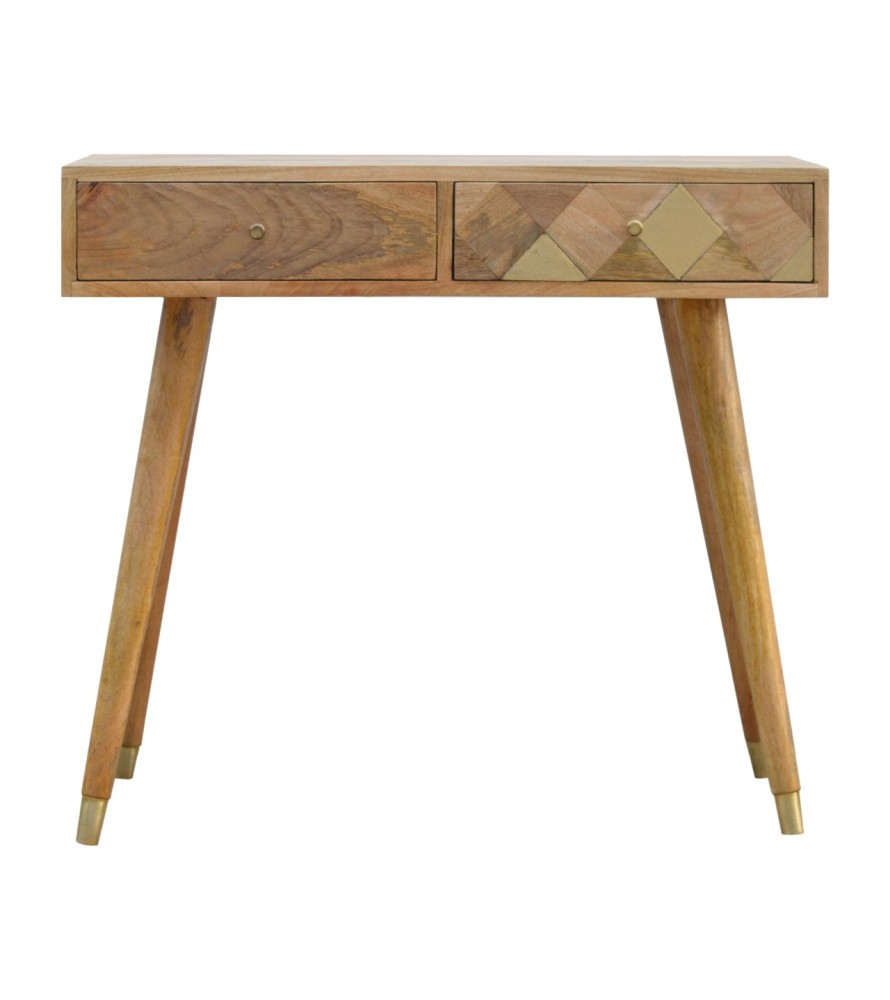 Oak-ish Gold Inlay Console Table