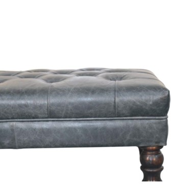 Pouf en cuir bleu sarcelle Buffalo avec pieds à roulettes