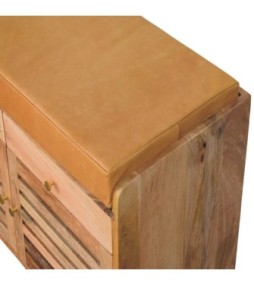 Étagère à chaussures aspect chêne à volets avec 2 tiroirs